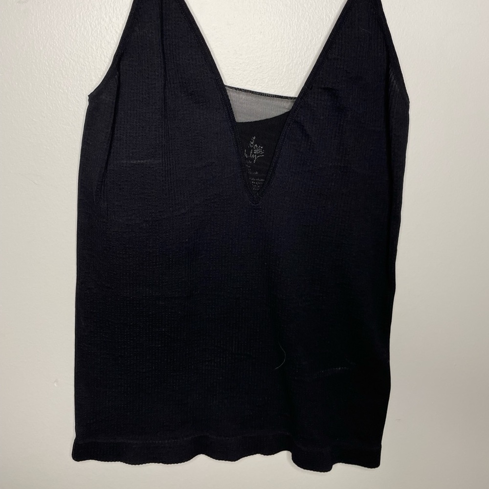 Free people ribbed tank with sheer v-neck
